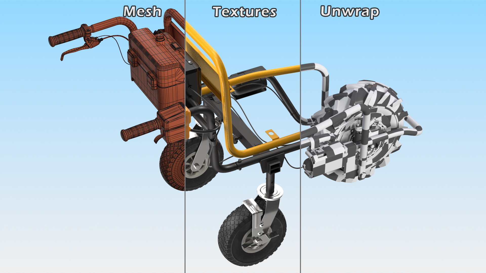 3D Motorized Electric Wheelbarrow Frame