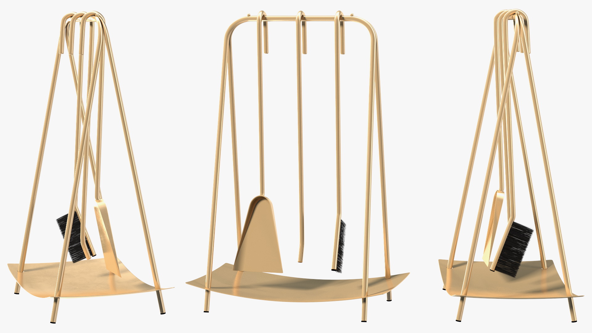 3D Port Fireplace Tools Brass
