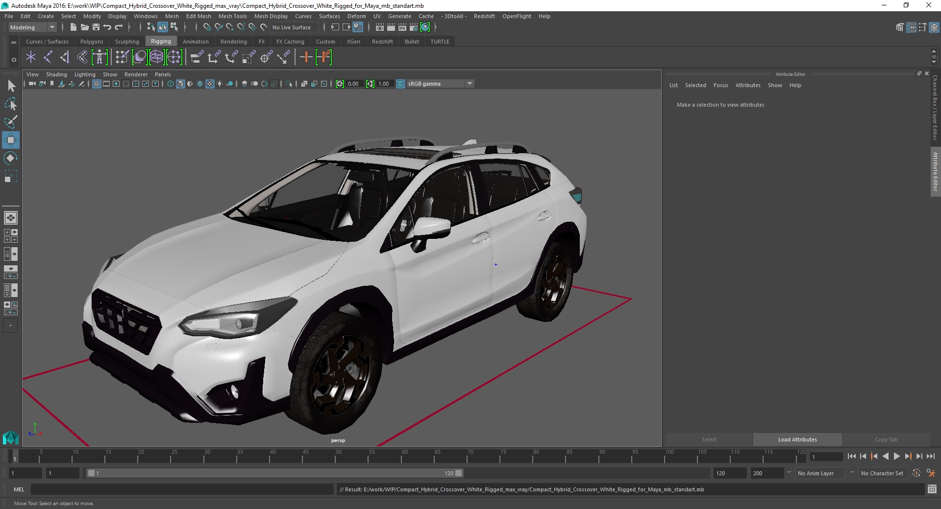 3D Compact Hybrid Crossover White Rigged for Maya