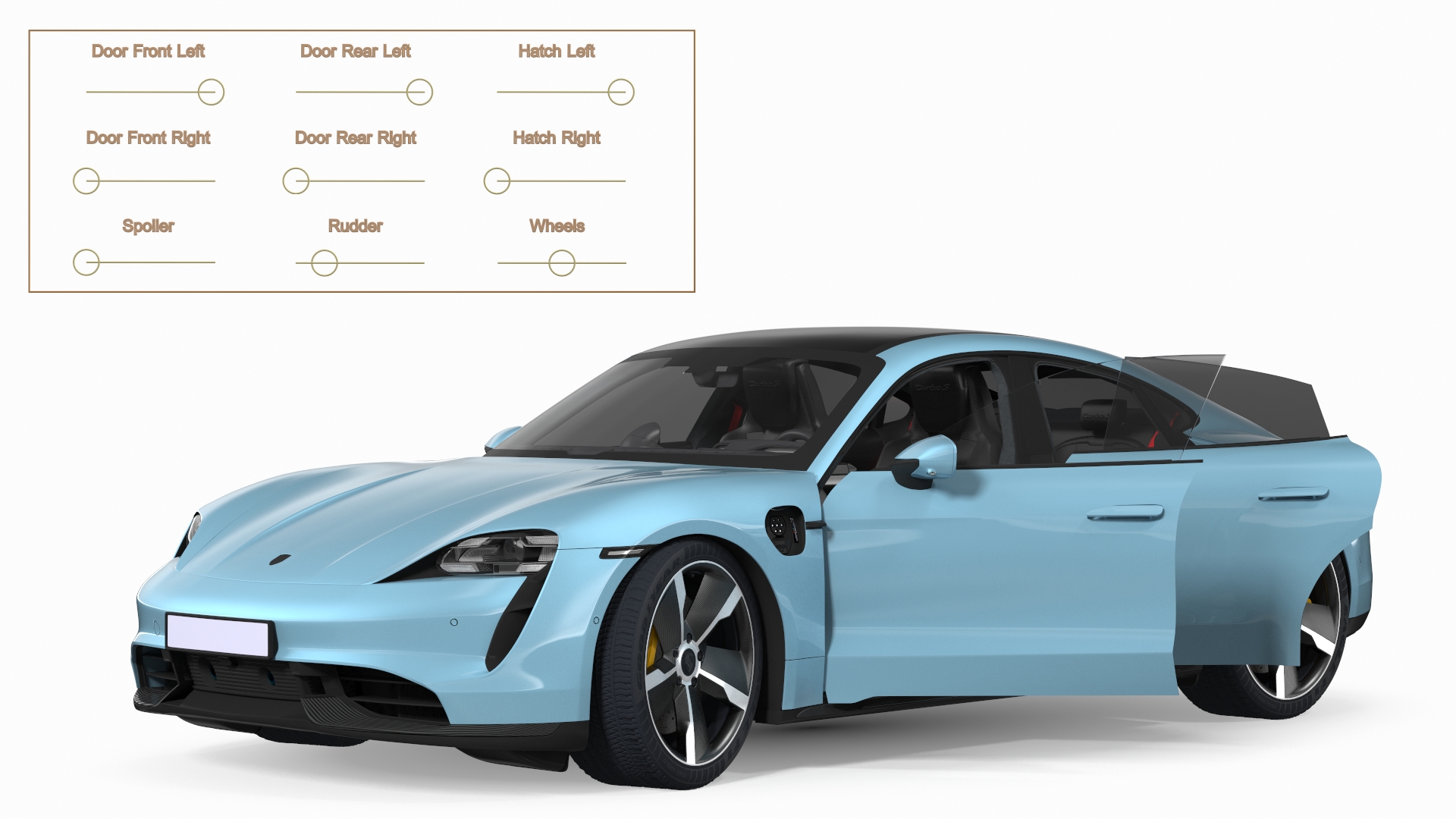 3D Generic Electric Sport Car Blue Rigged model
