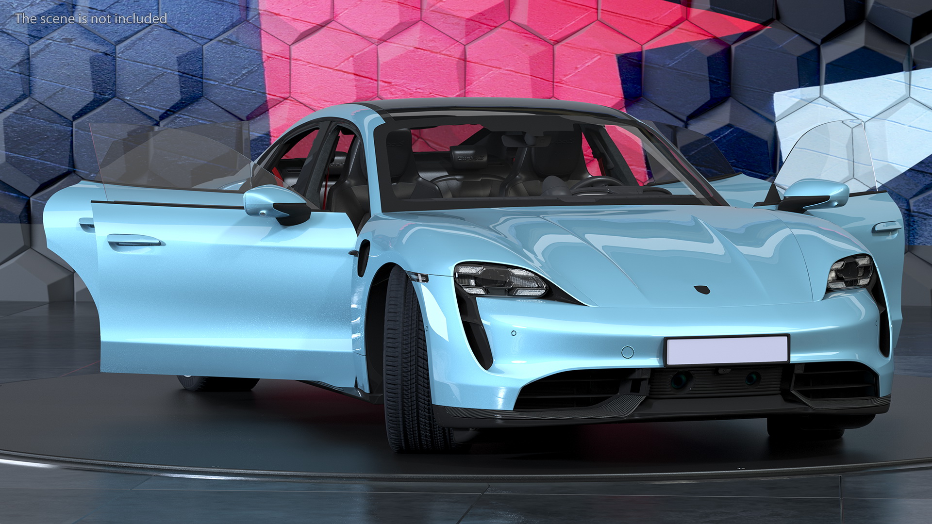 3D Generic Electric Sport Car Blue Rigged model