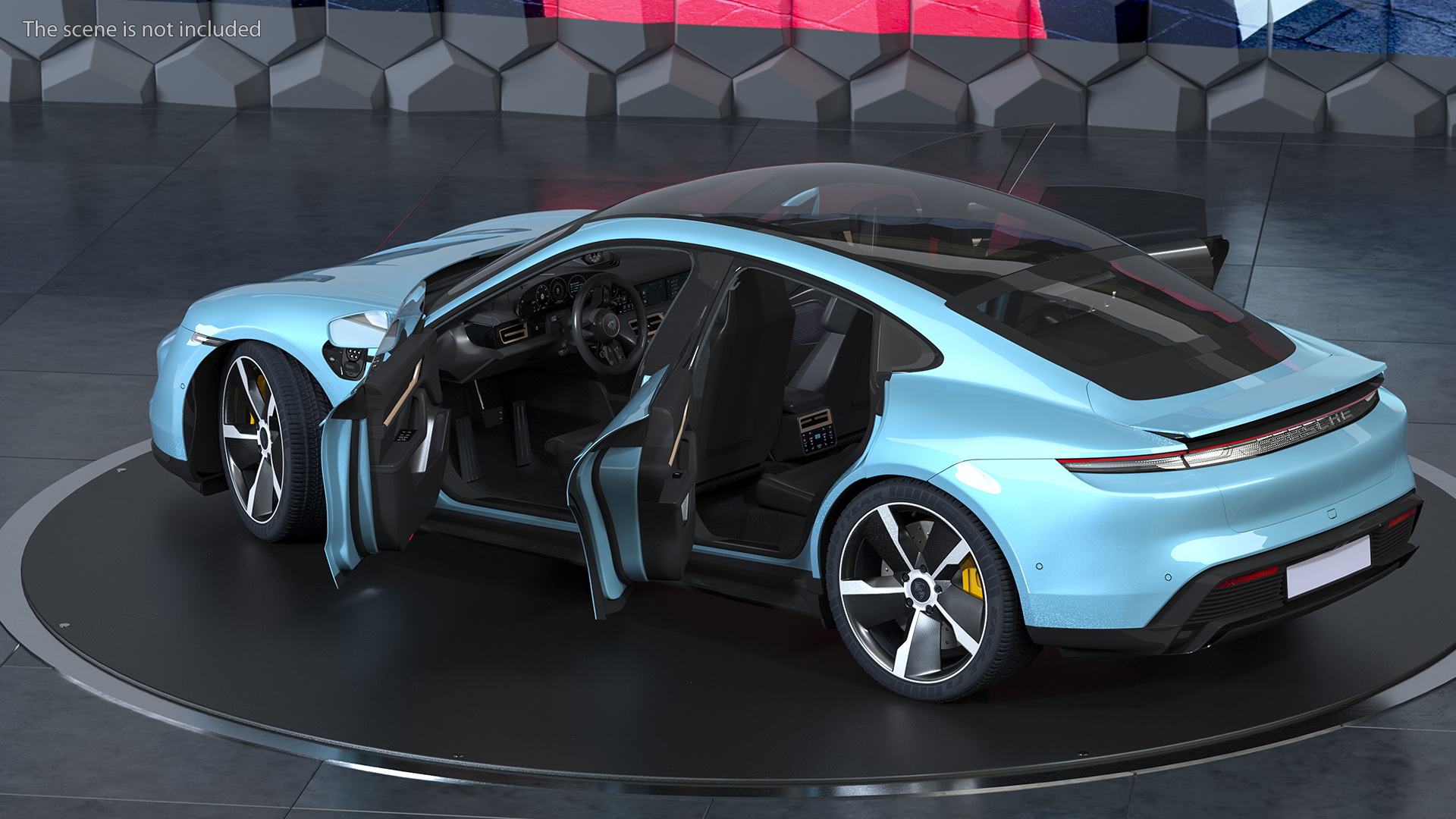 3D Generic Electric Sport Car Blue Rigged model