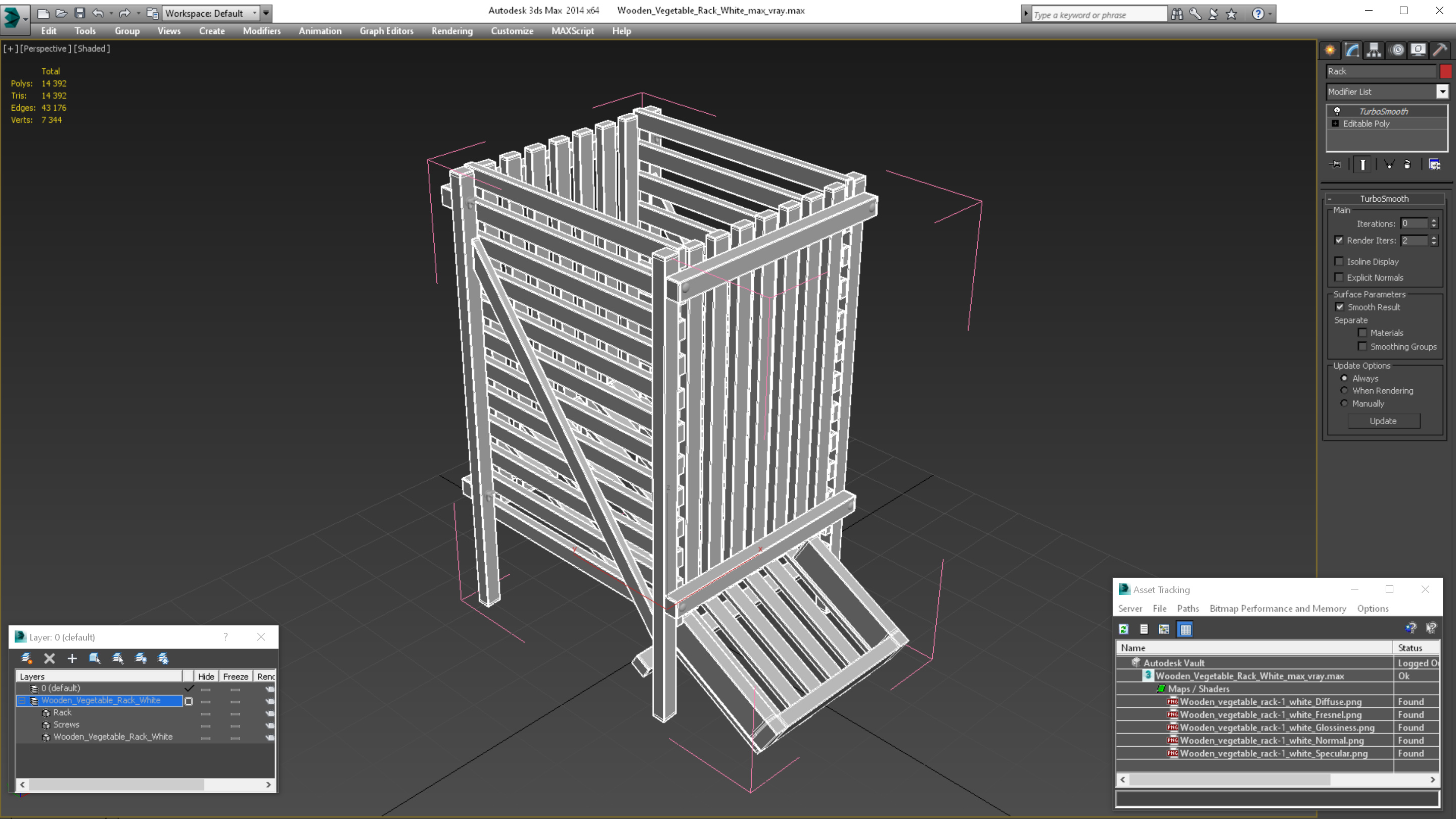 Wooden Vegetable Rack White 3D