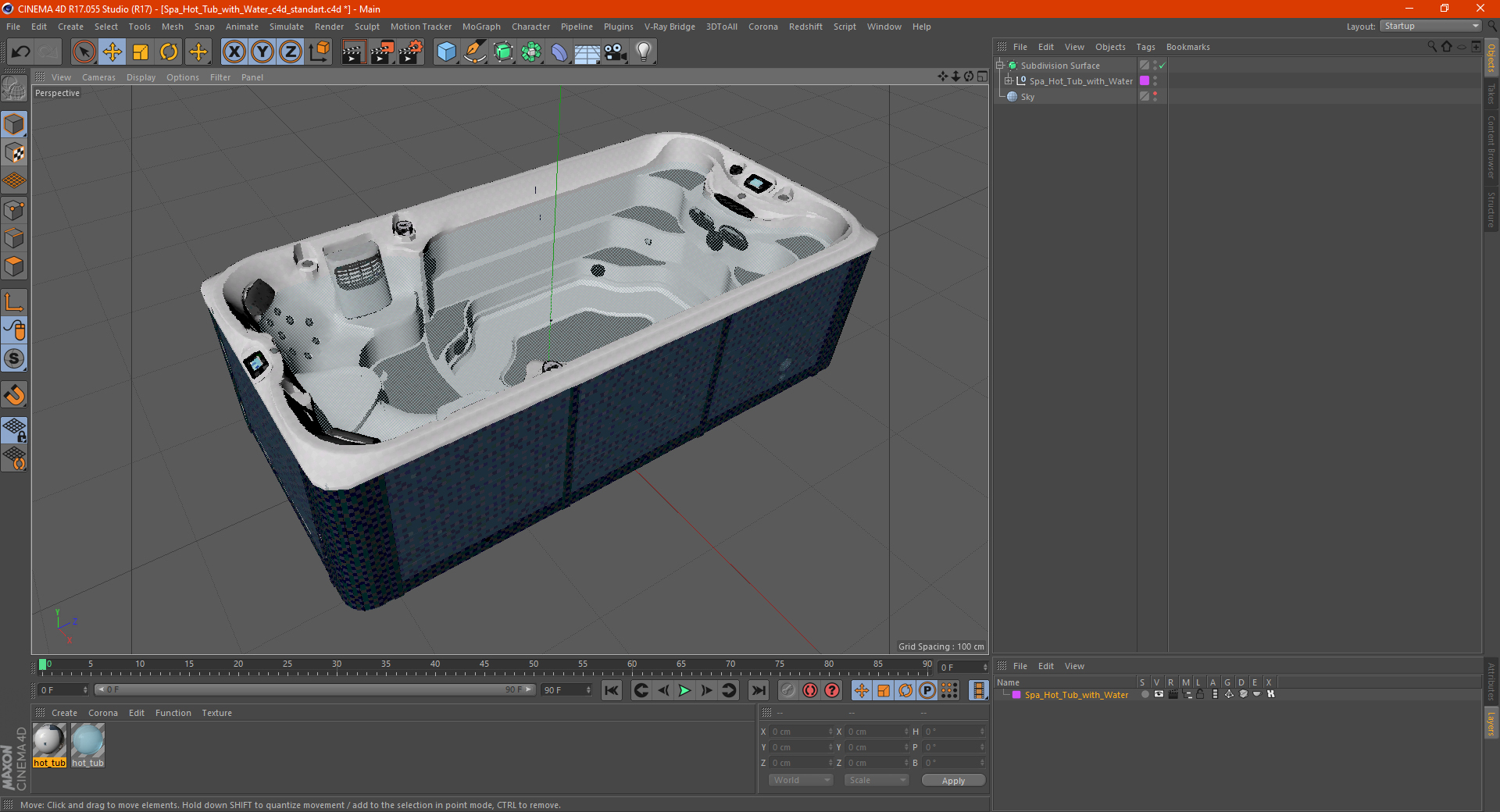 Spa Hot Tub with Water 3D