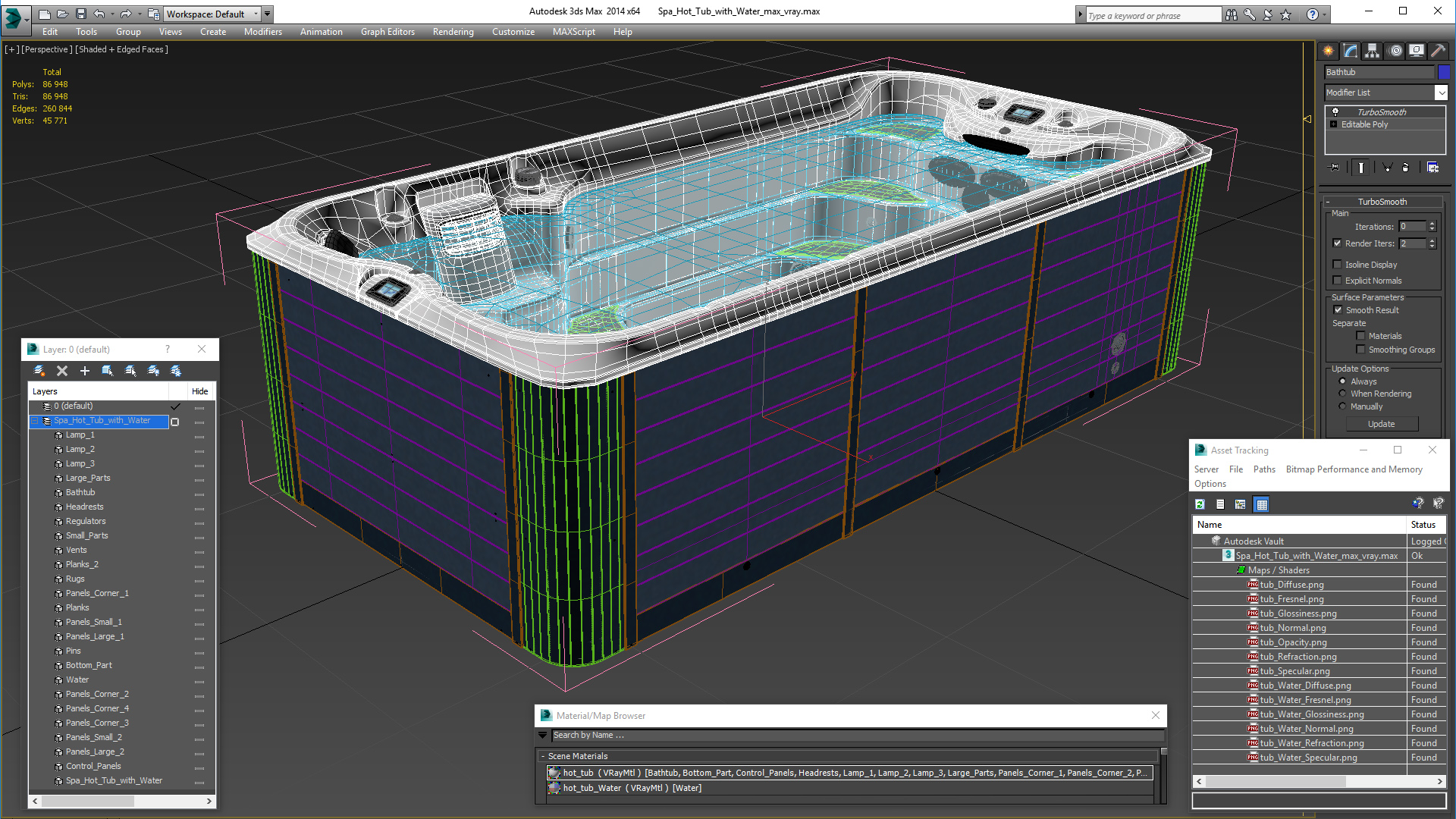 Spa Hot Tub with Water 3D