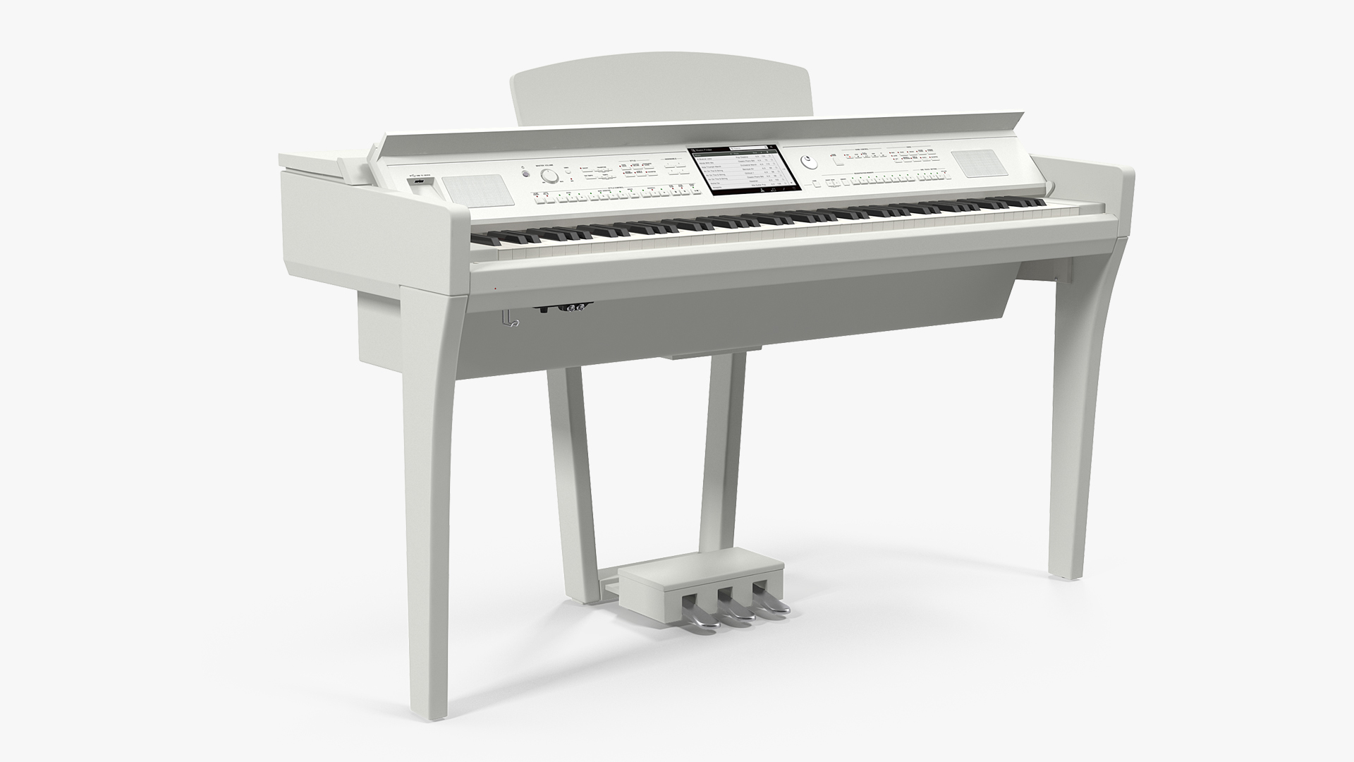 White Professional Digital Piano 3D