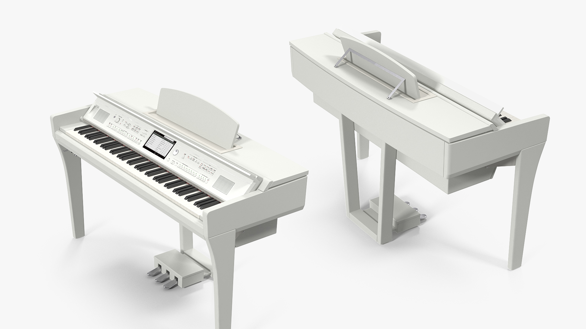 White Professional Digital Piano 3D