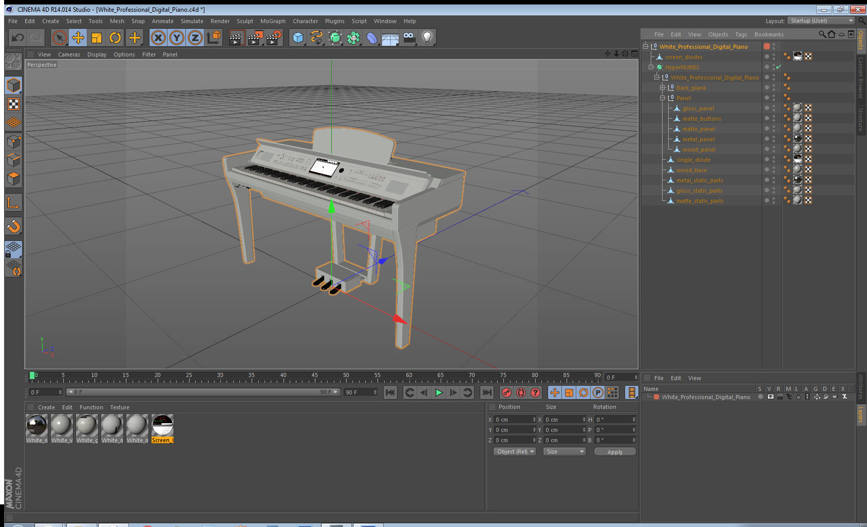 White Professional Digital Piano 3D