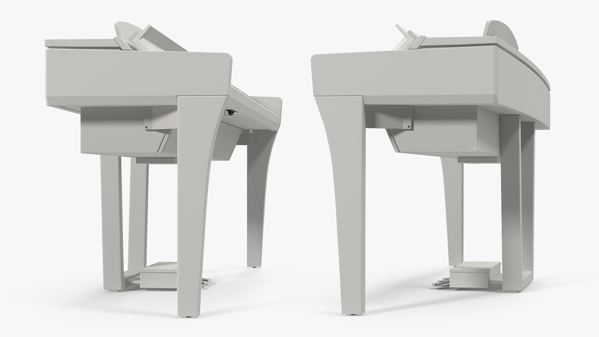 White Professional Digital Piano 3D