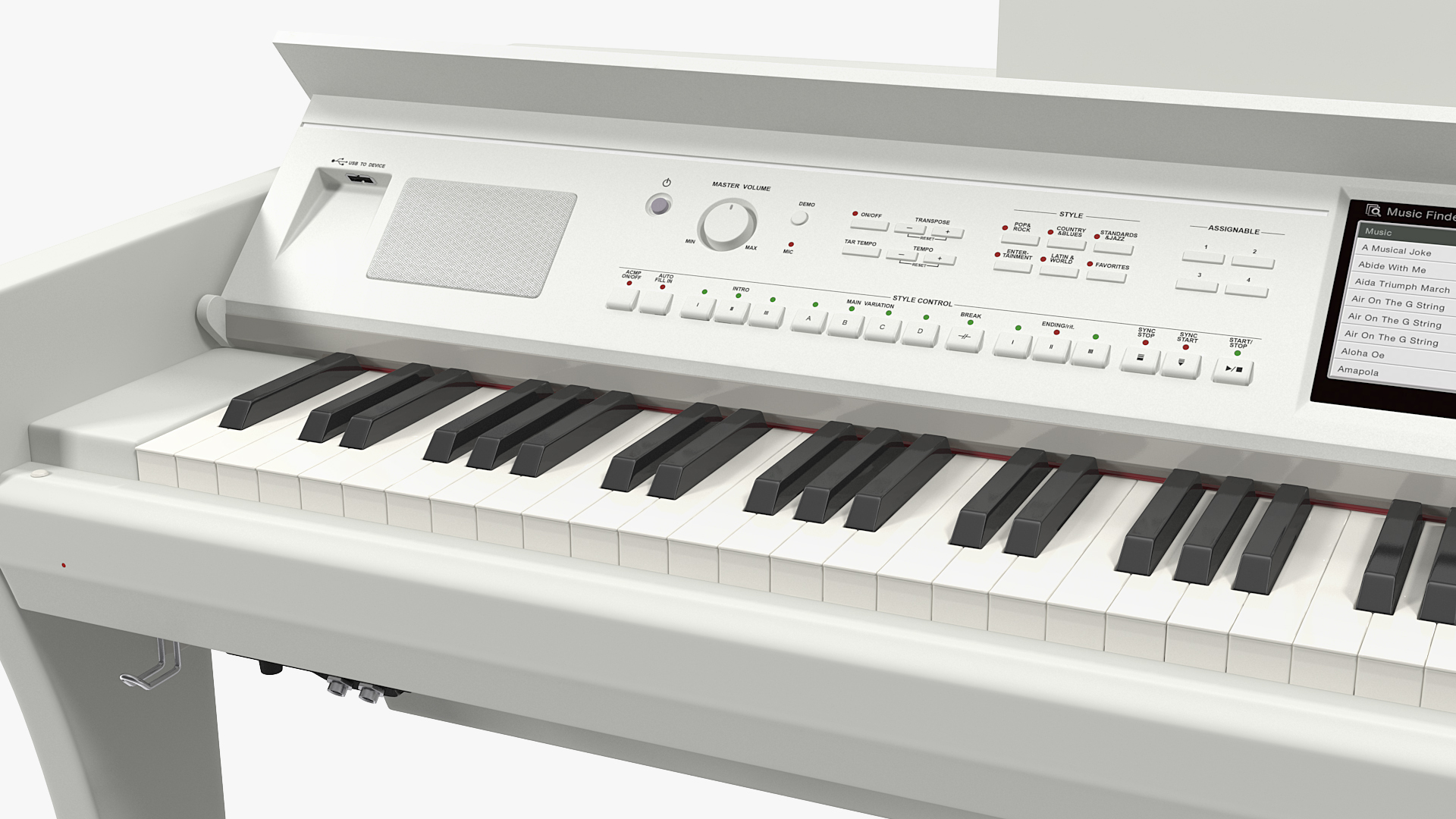White Professional Digital Piano 3D