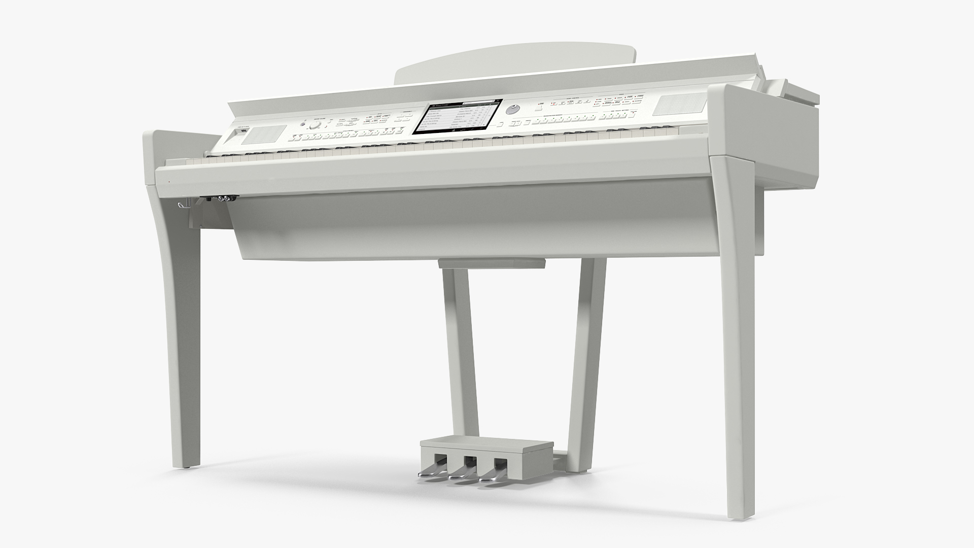 White Professional Digital Piano 3D