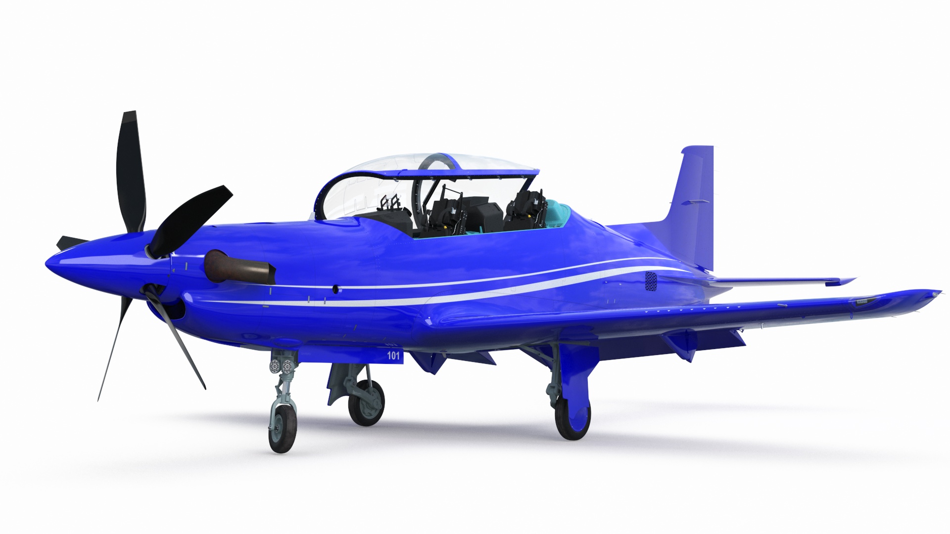 3D Training Aircraft Blue Rigged for Cinema 4D model