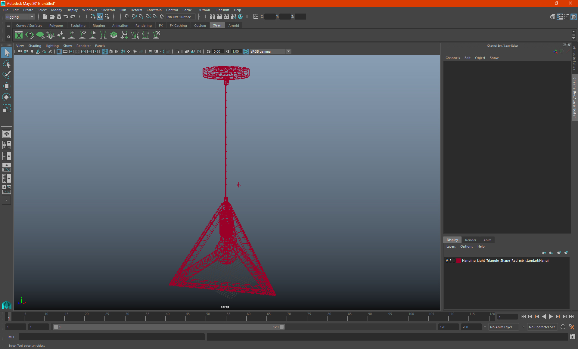 Hanging Light Triangle Shape Red 3D