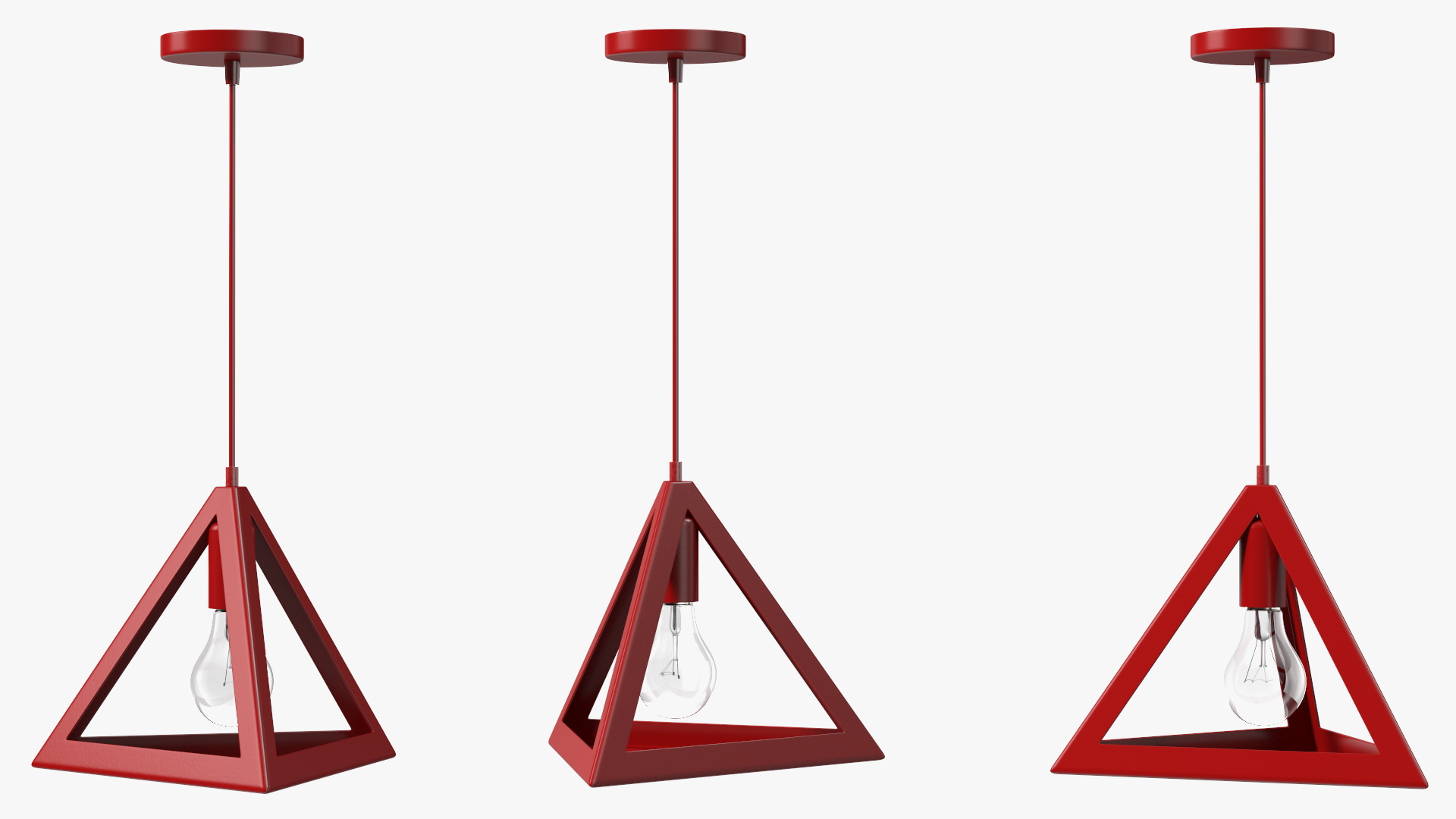 Hanging Light Triangle Shape Red 3D