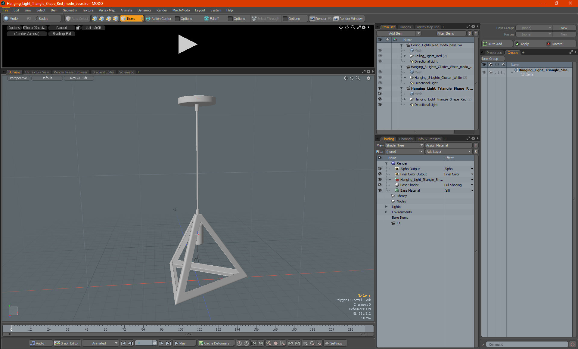 Hanging Light Triangle Shape Red 3D