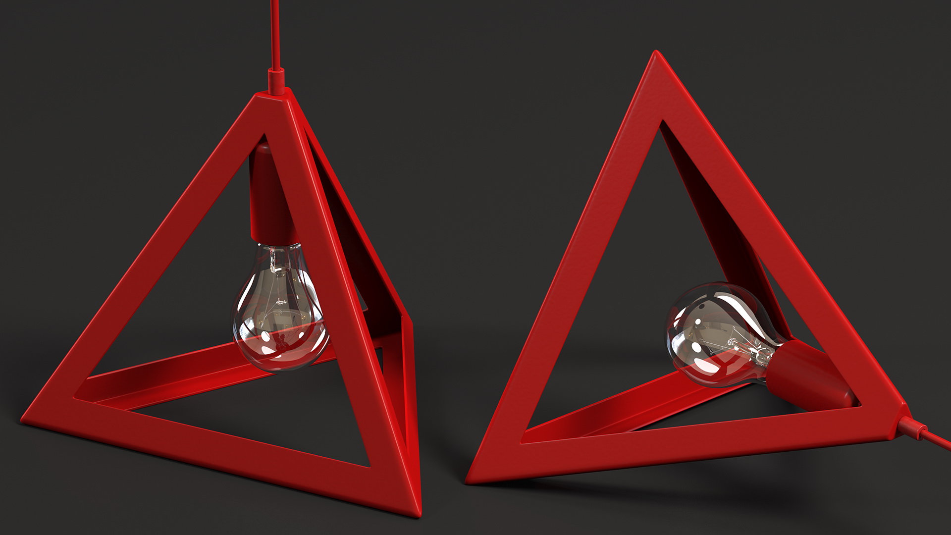 Hanging Light Triangle Shape Red 3D