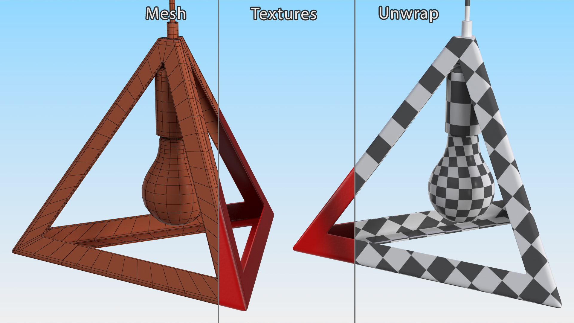 Hanging Light Triangle Shape Red 3D