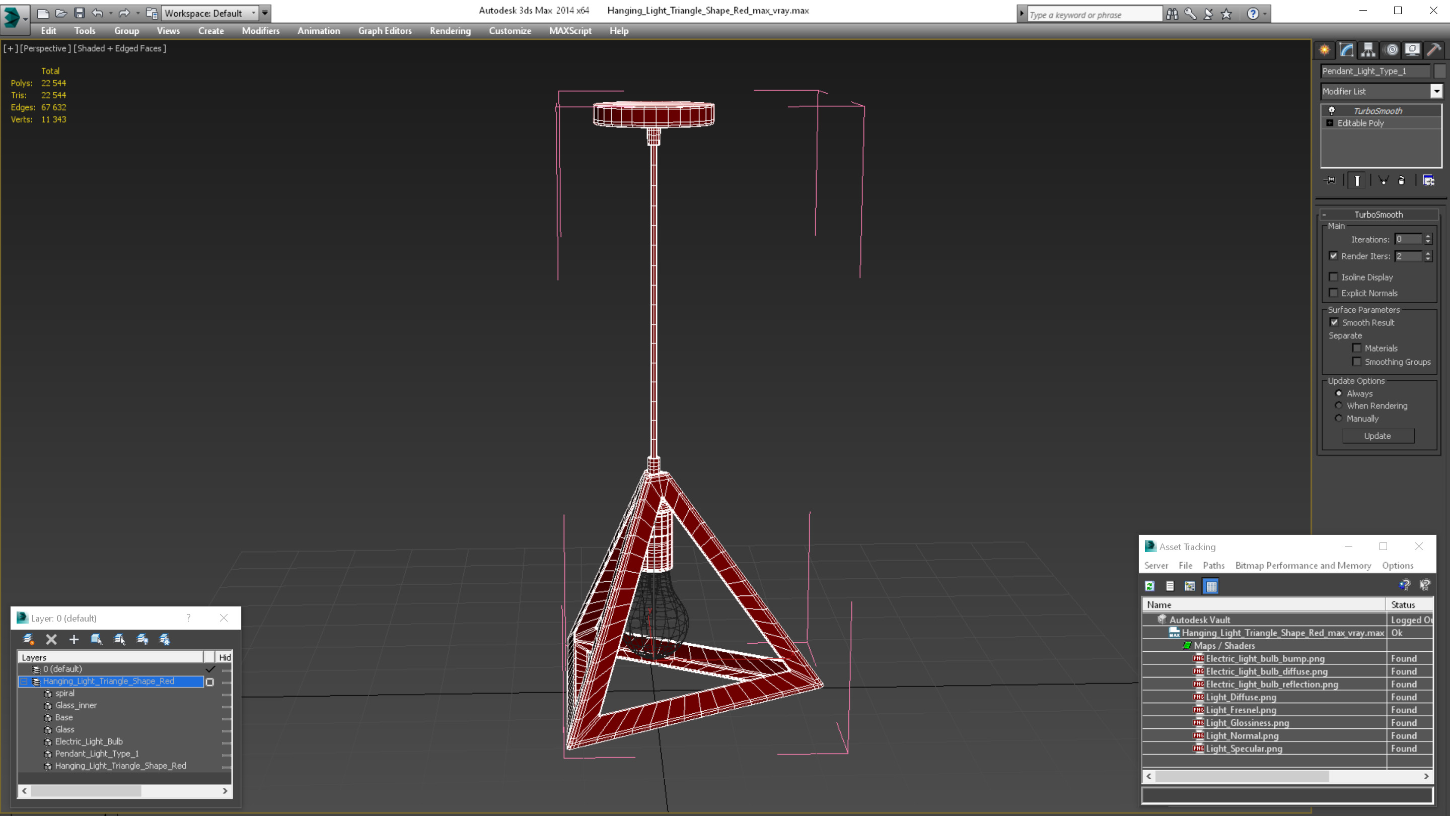 Hanging Light Triangle Shape Red 3D