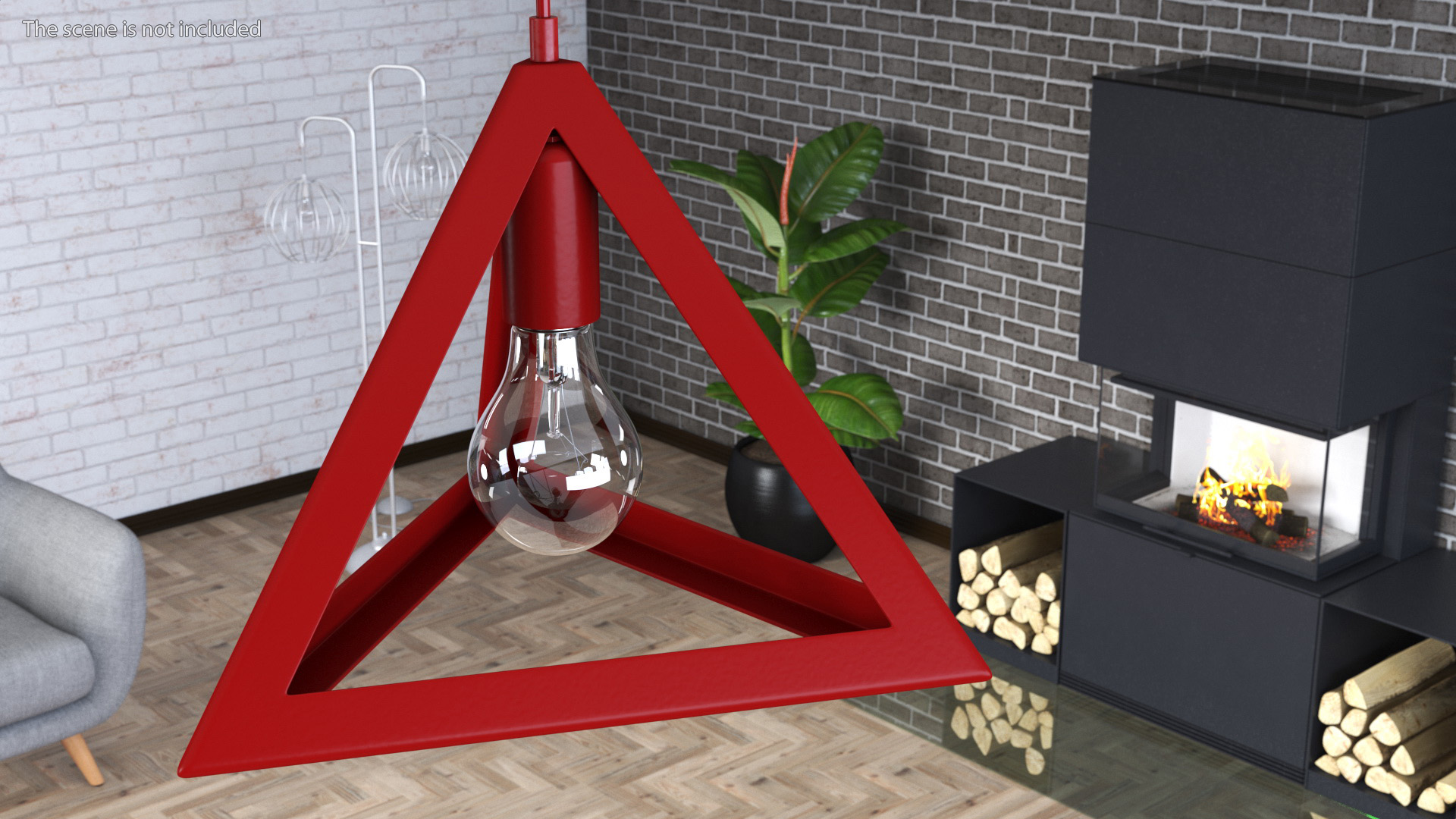 Hanging Light Triangle Shape Red 3D