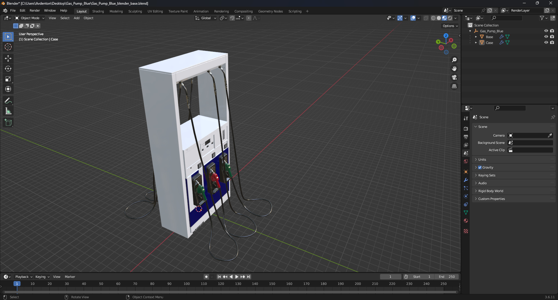 3D Gas Pump Blue model