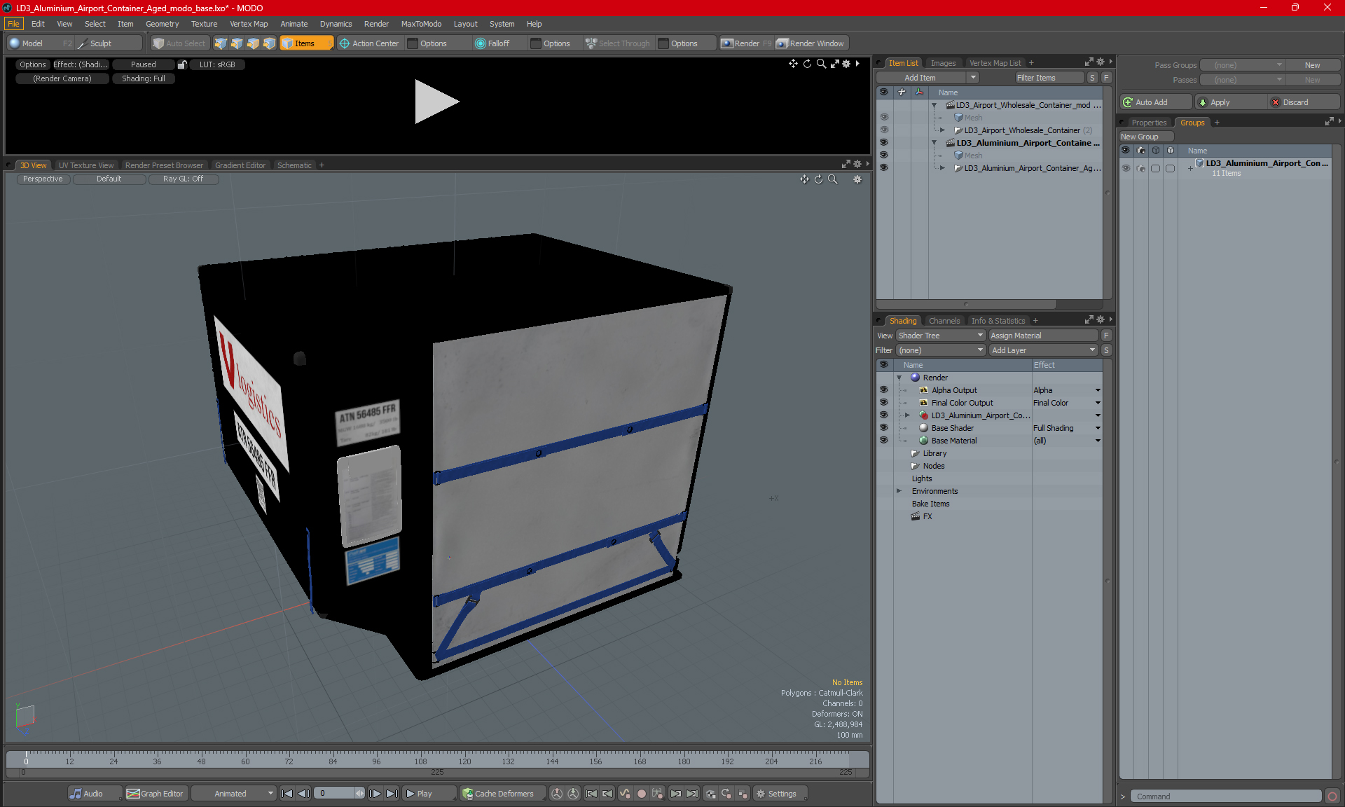 3D LD3 Aluminium Airport Container Aged