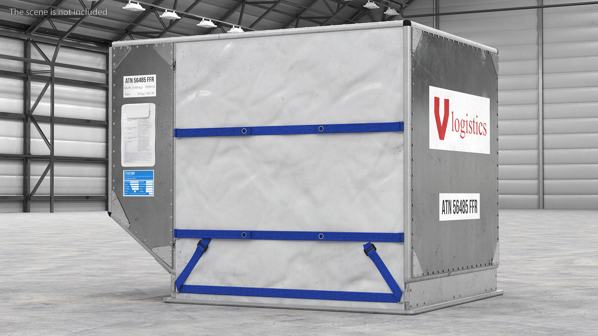3D LD3 Aluminium Airport Container Aged