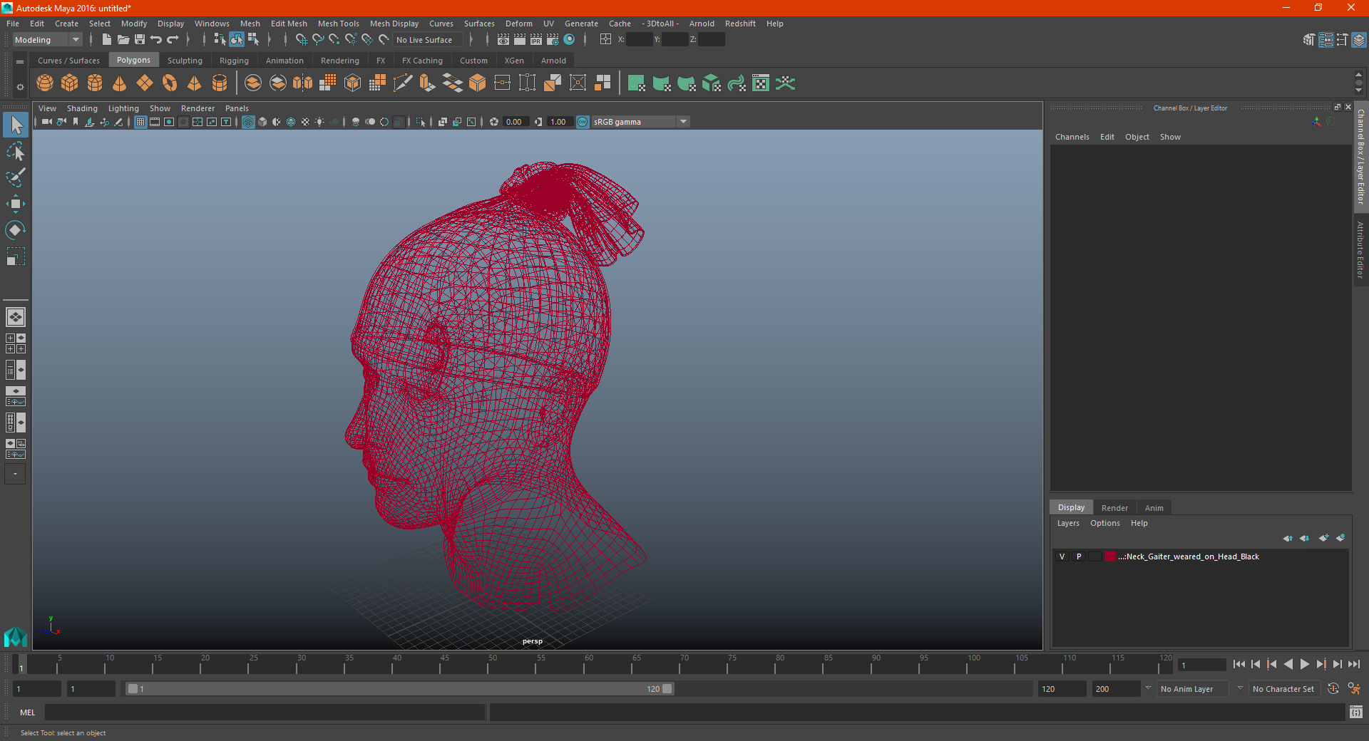Neck Gaiter weared on Head Black 3D
