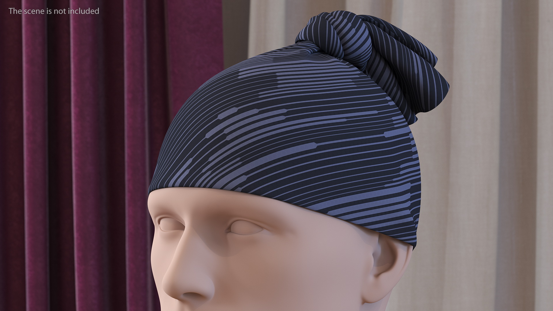 Neck Gaiter weared on Head Black 3D