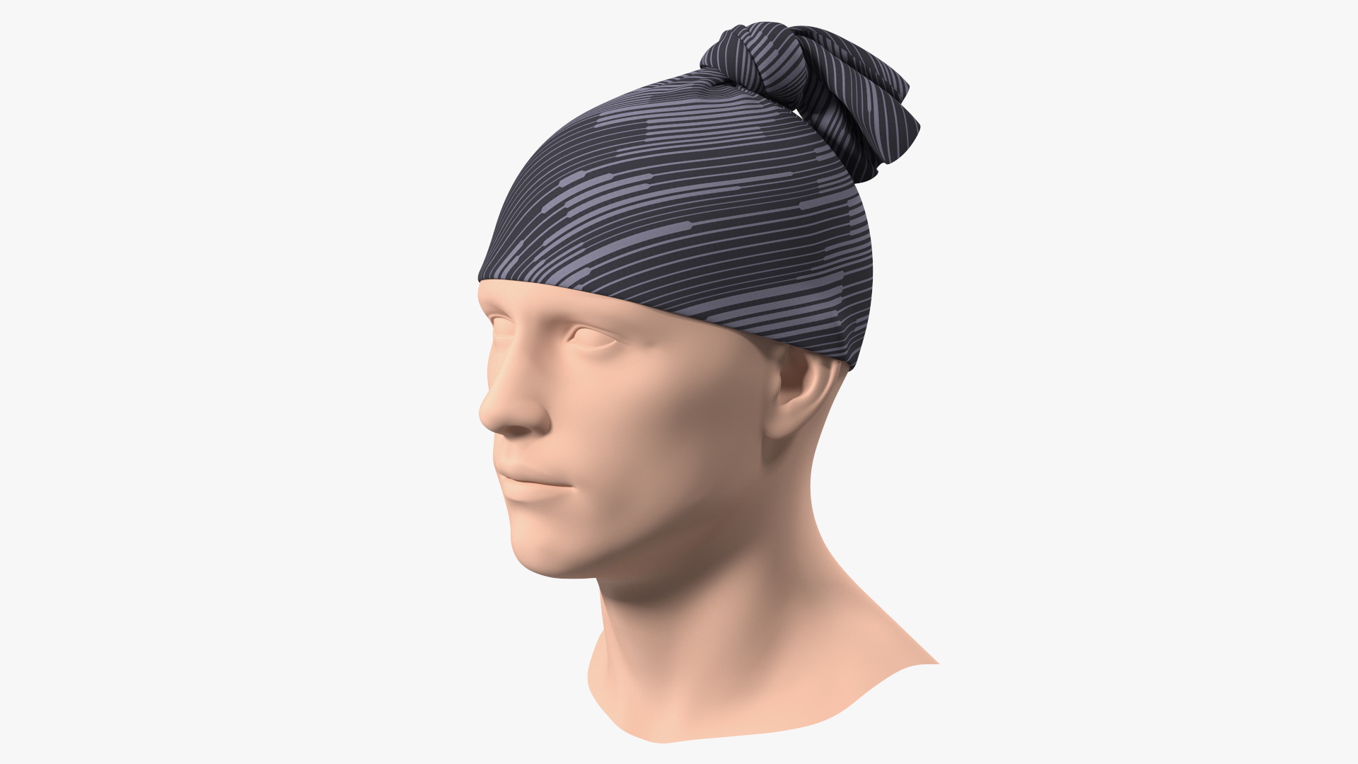 Neck Gaiter weared on Head Black 3D