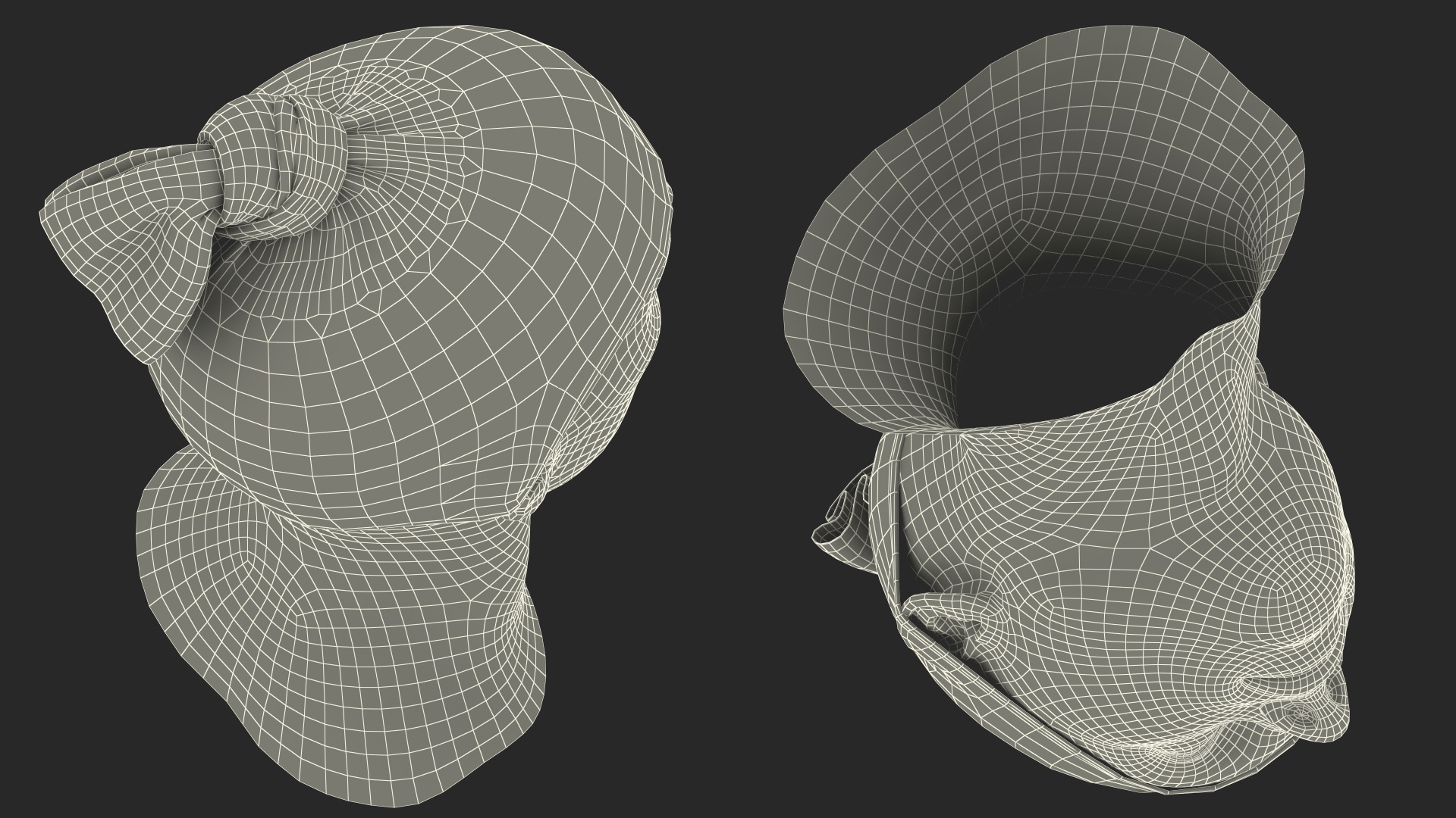 Neck Gaiter weared on Head Black 3D