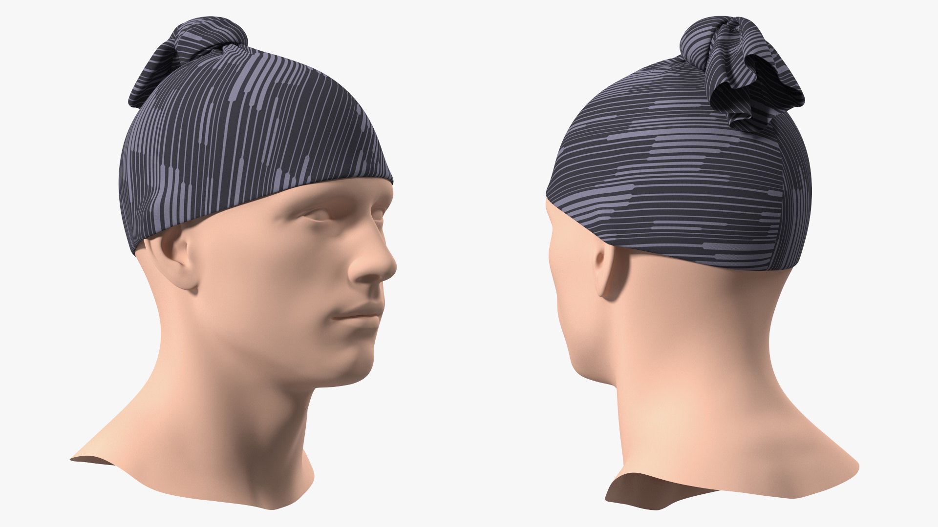 Neck Gaiter weared on Head Black 3D