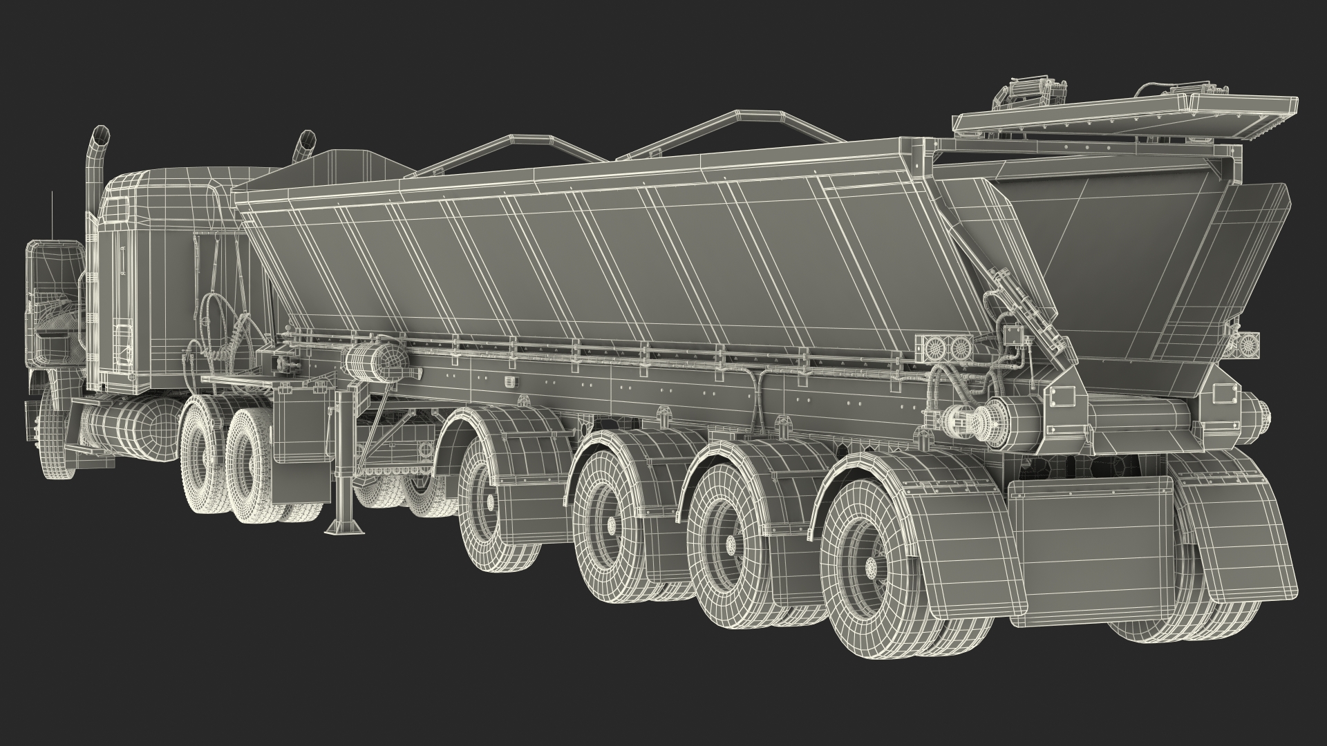 3D model Truck Mack CHU613 With Trailer ABS LRC Rigged