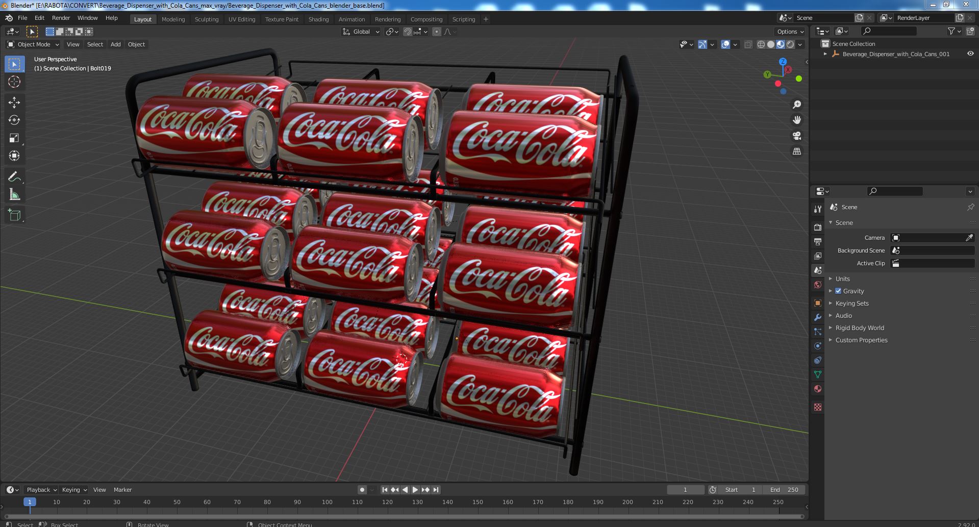 3D Beverage Dispenser with Cola Cans model