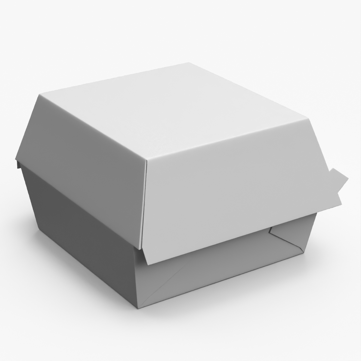Burger Clamshell Box White 3D model preview