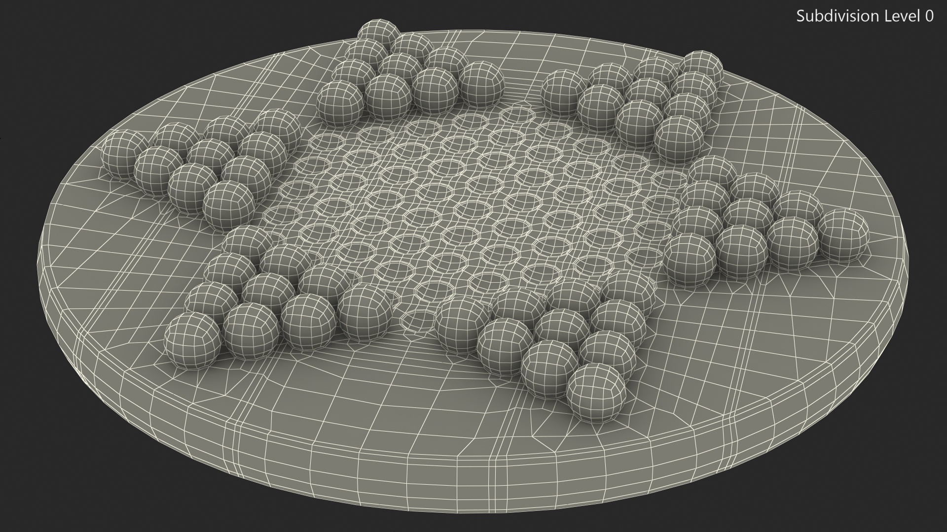3D model Chinese Checkers Game with Glass Marbles