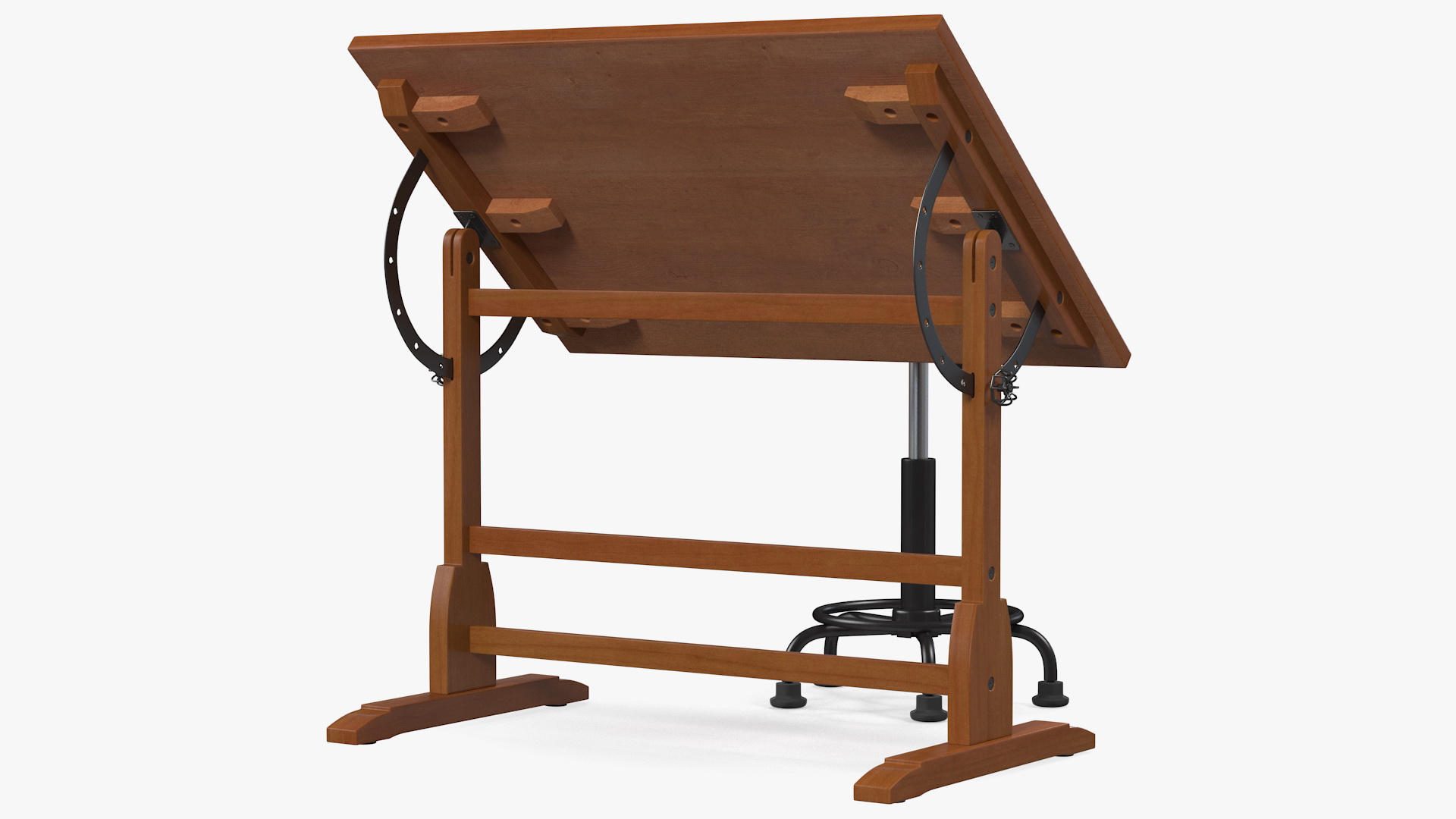 3D Vintage Wood Drafting Table with Drafting Stool Set
