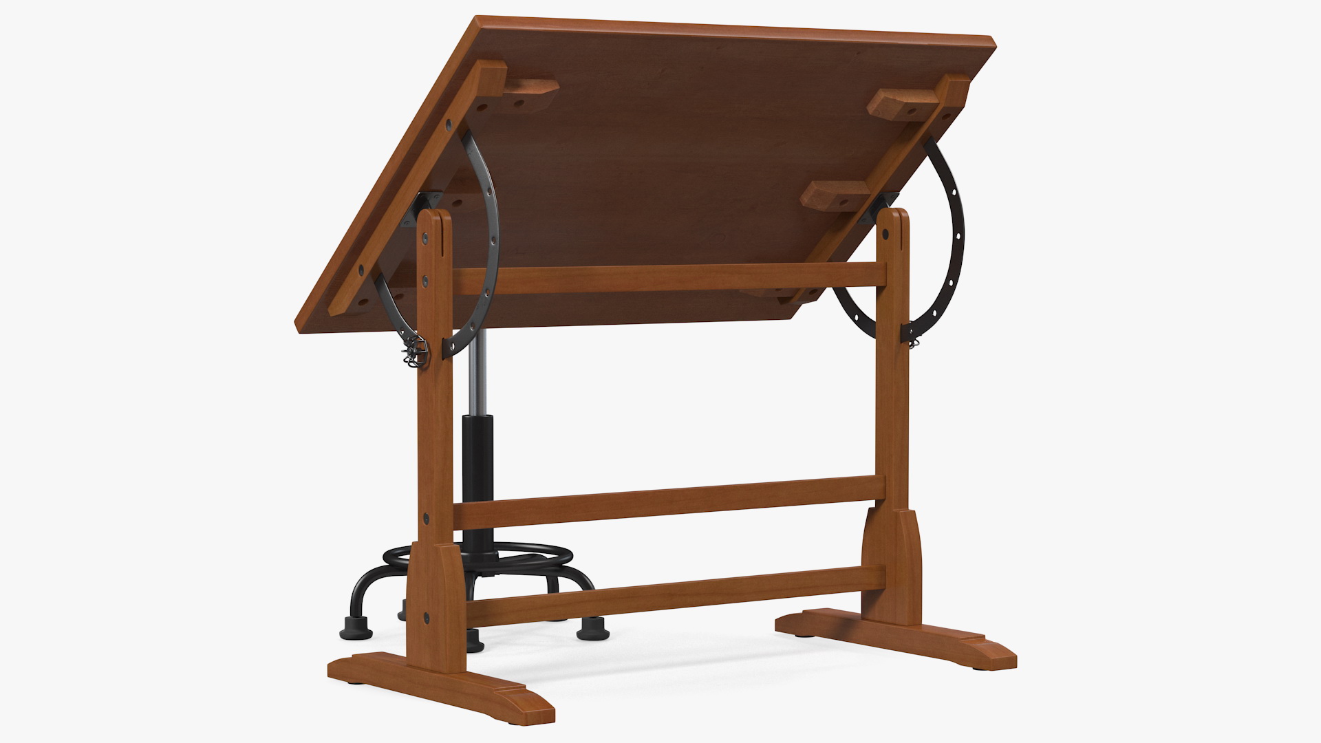 3D Vintage Wood Drafting Table with Drafting Stool Set