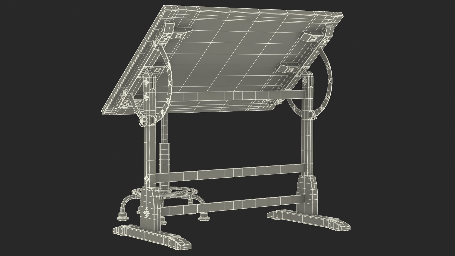 3D Vintage Wood Drafting Table with Drafting Stool Set