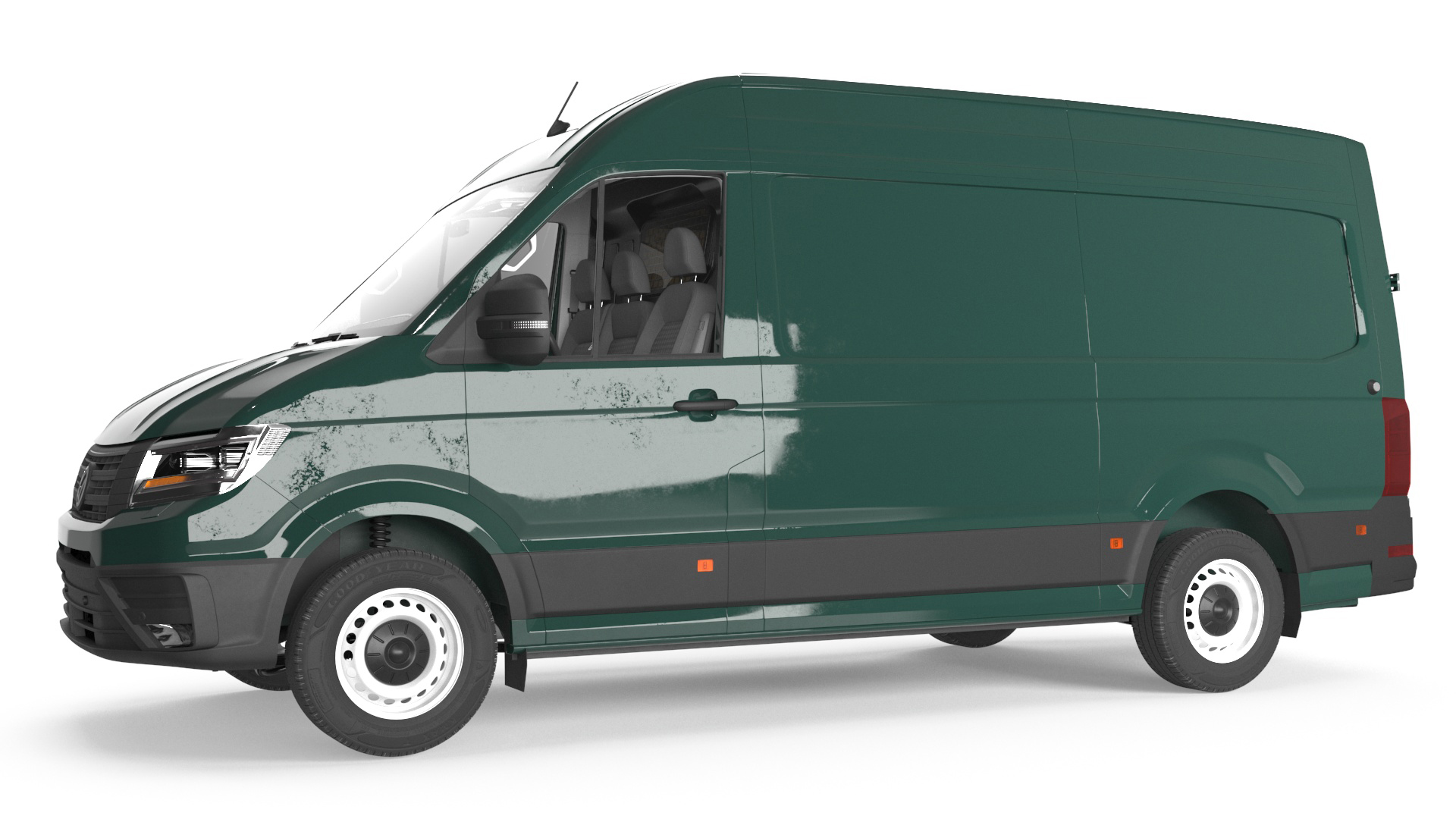 3D model Volkswagen Crafter Van 2024 Green Color Rigged for Cinema 4D