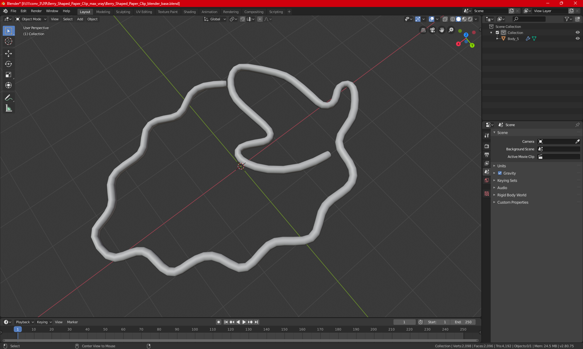 3D Berry Shaped Paper Clip model