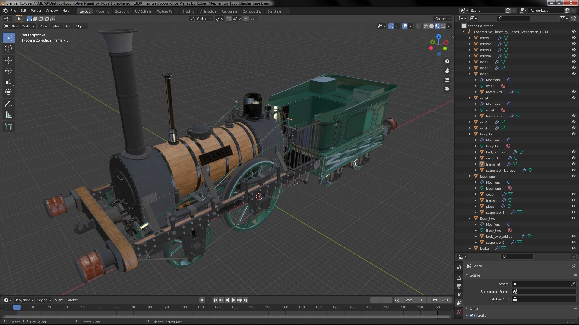 3D Locomotive Planet by Robert Stephenson 1830 model