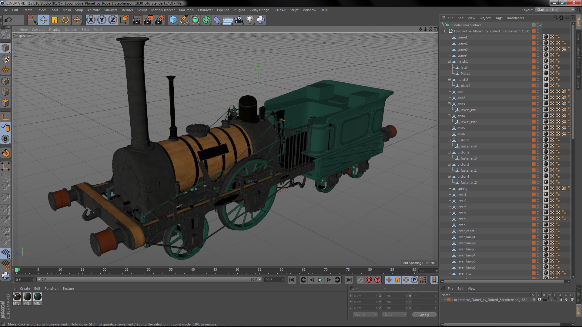 3D Locomotive Planet by Robert Stephenson 1830 model