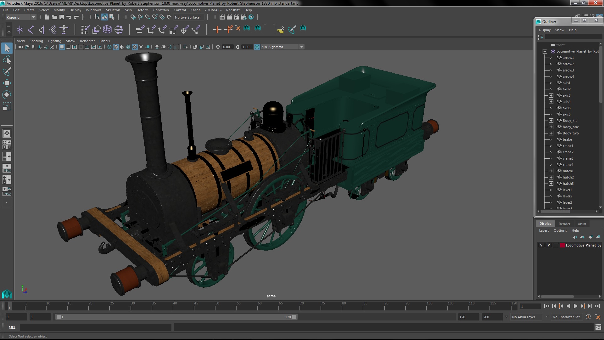 3D Locomotive Planet by Robert Stephenson 1830 model