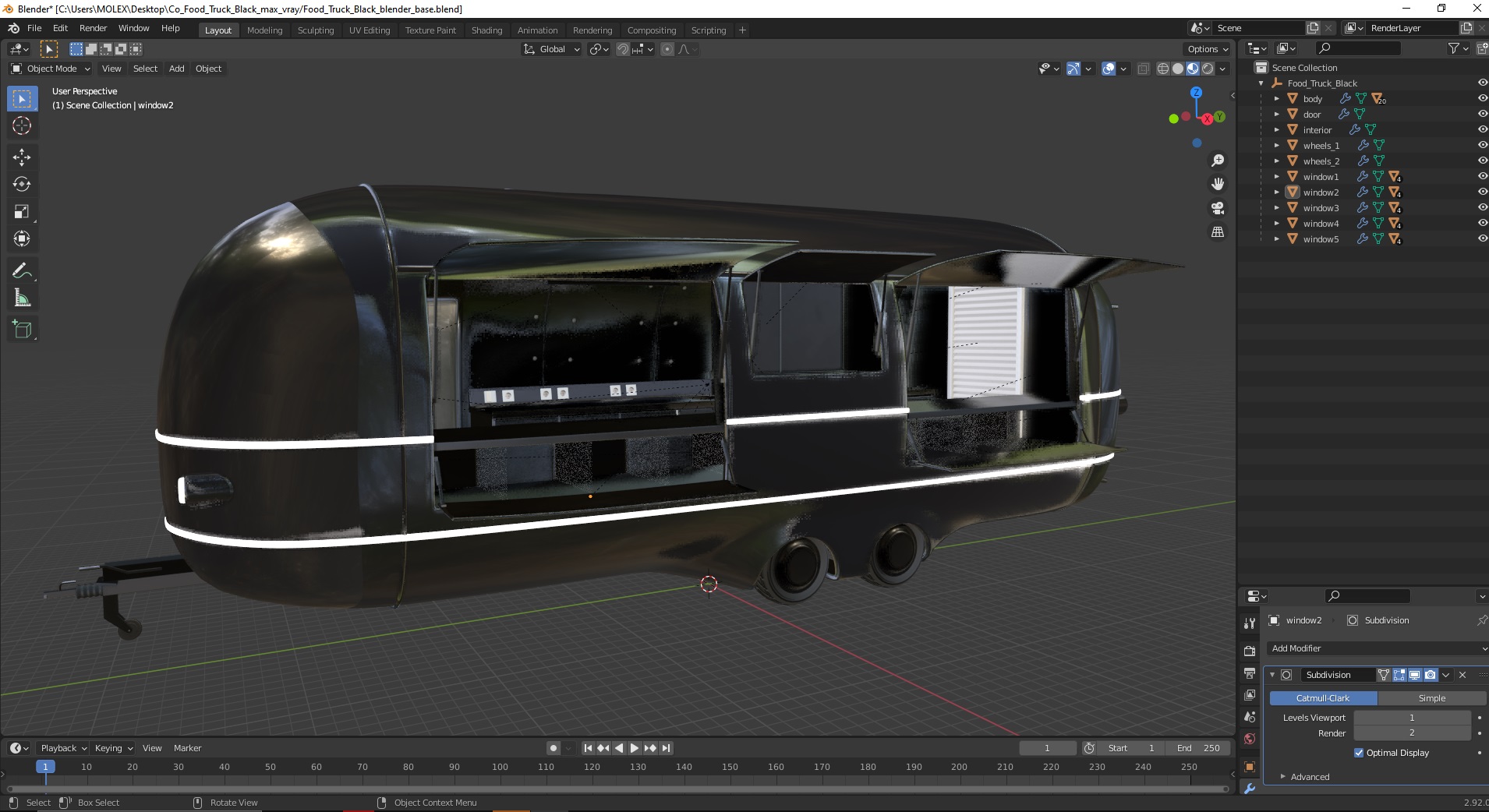 3D Food Truck Black