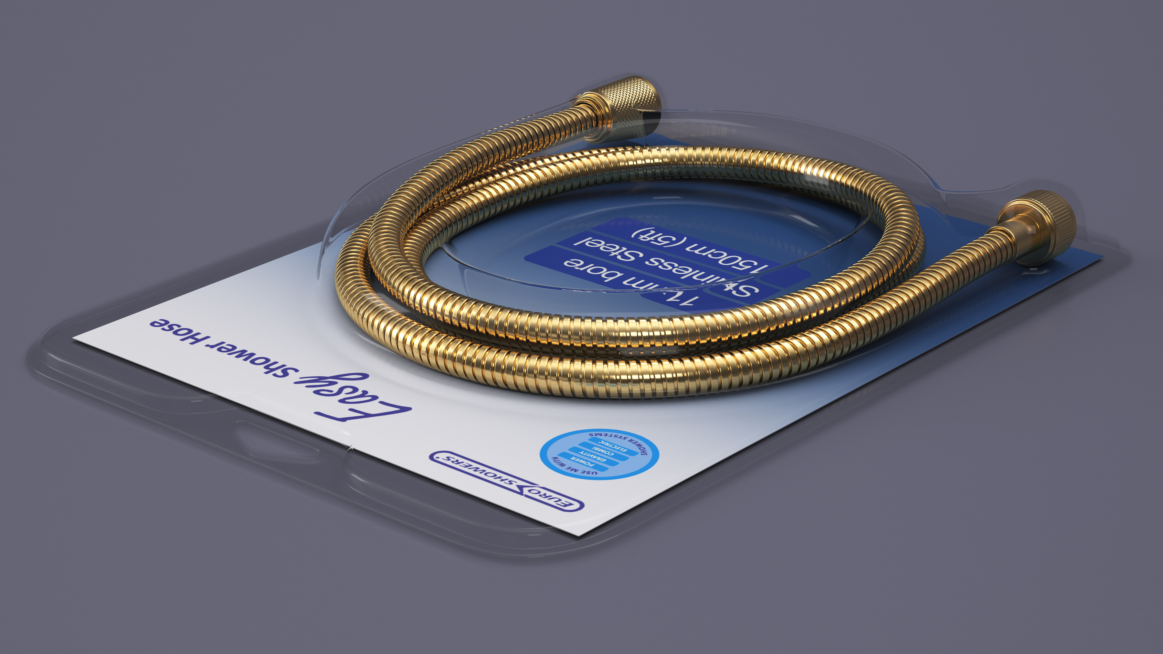 Shower Hose in Package Golden 3D model