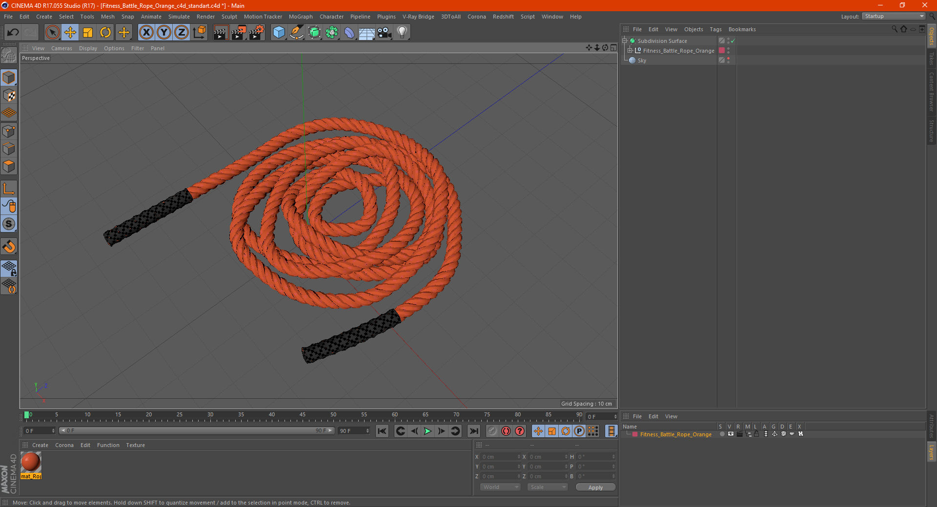 3D Fitness Battle Rope Orange