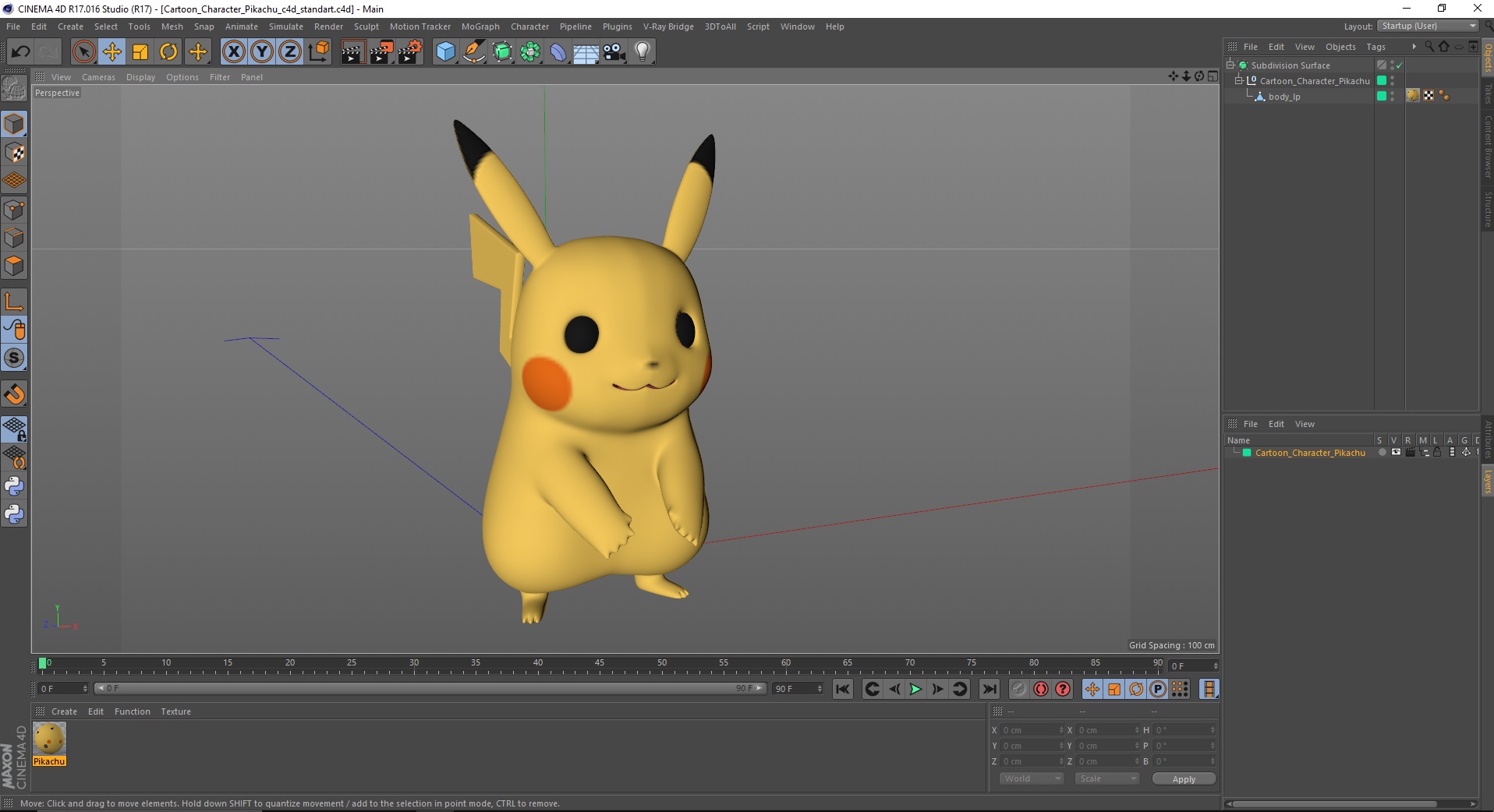 3D model Cartoon Character Pikachu