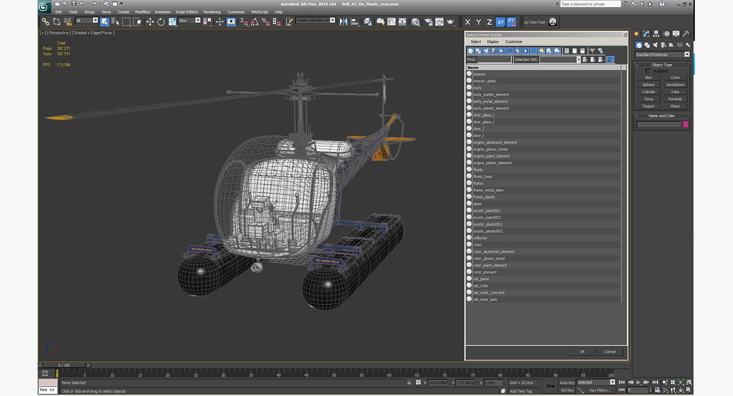 Bell 47 On Floats 3D
