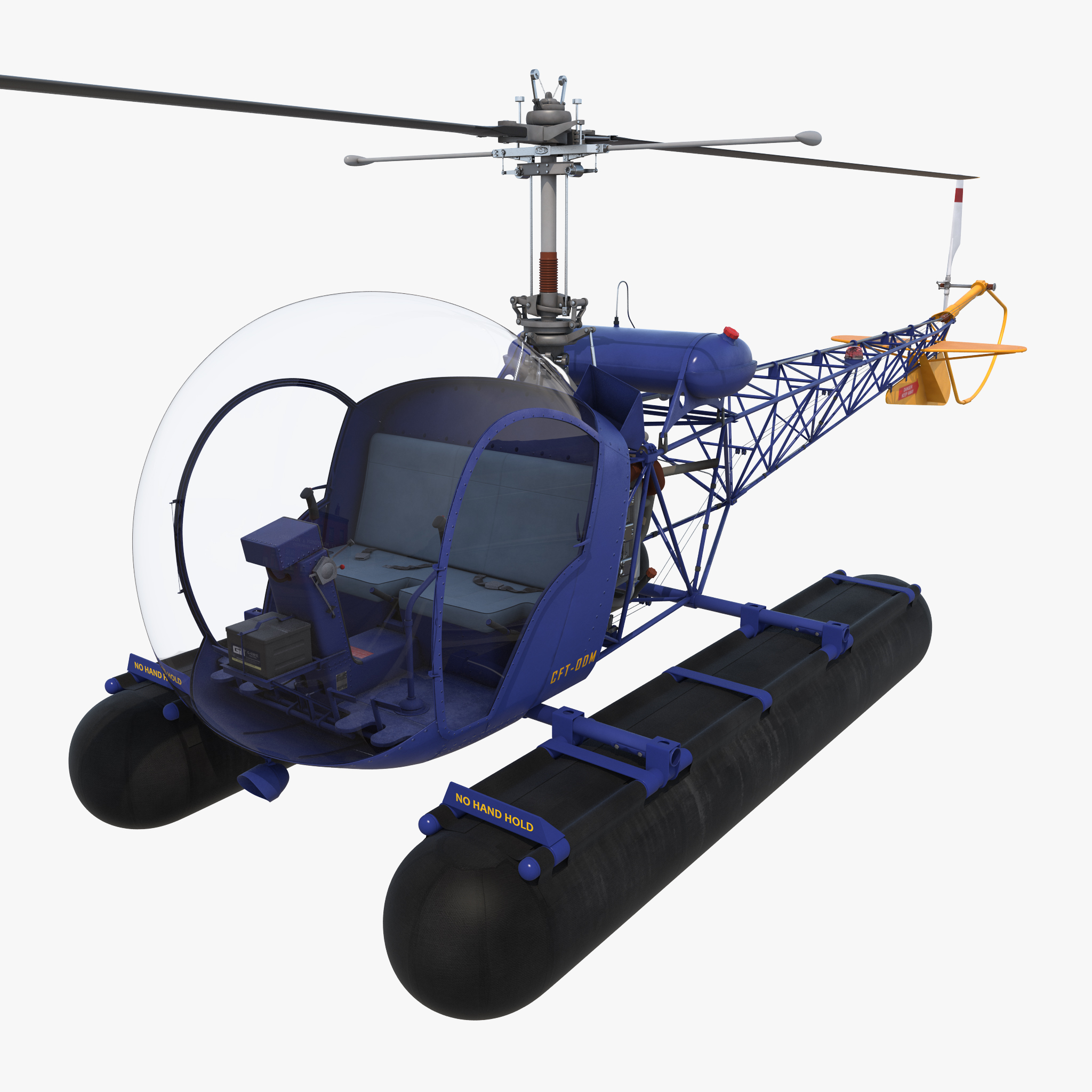 Bell 47 On Floats 3D Model, view 7