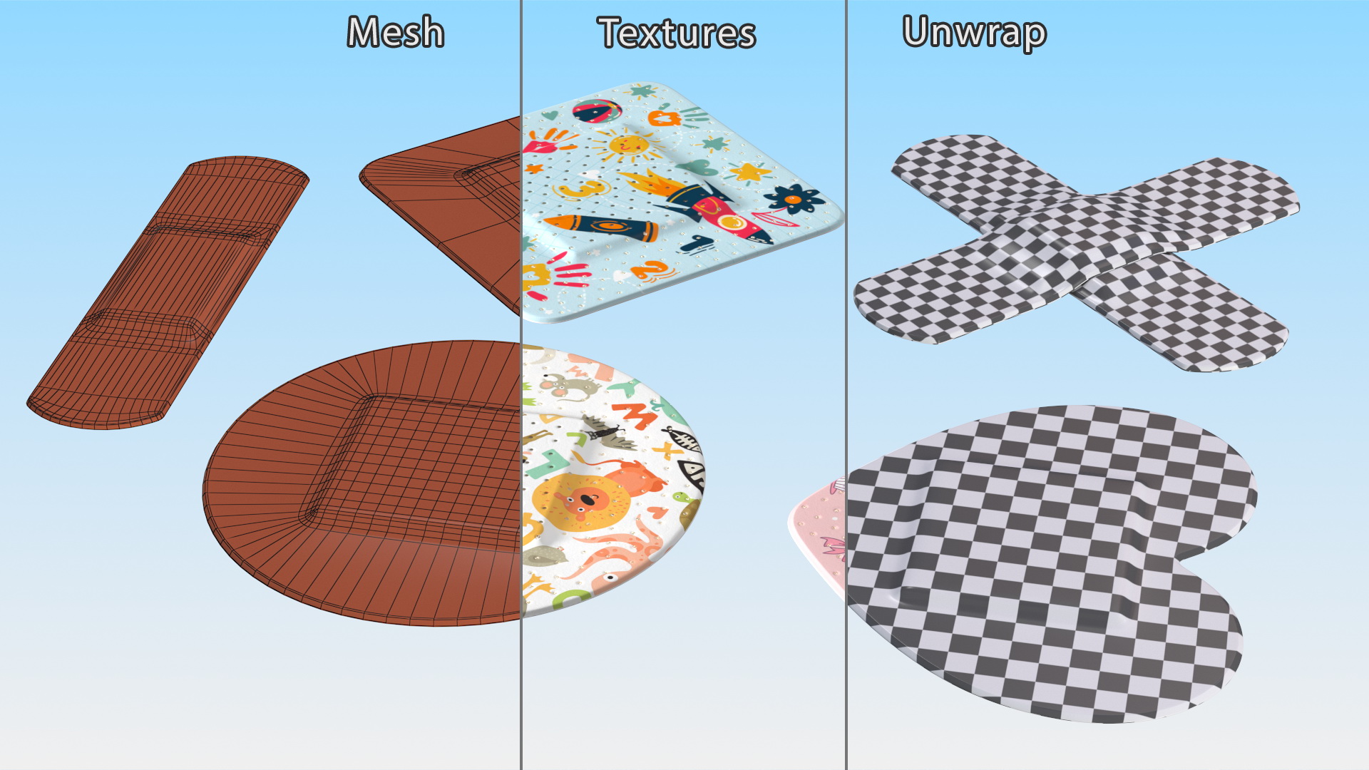 Band Aids Set for Kids 3D